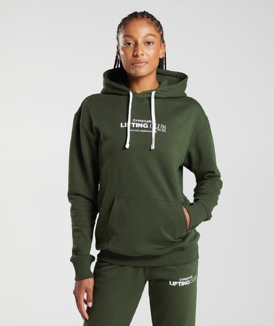 Sudadera Con Capucha Gymshark Social Club Oversized Mujer Verde Oliva | CO 2003VRW